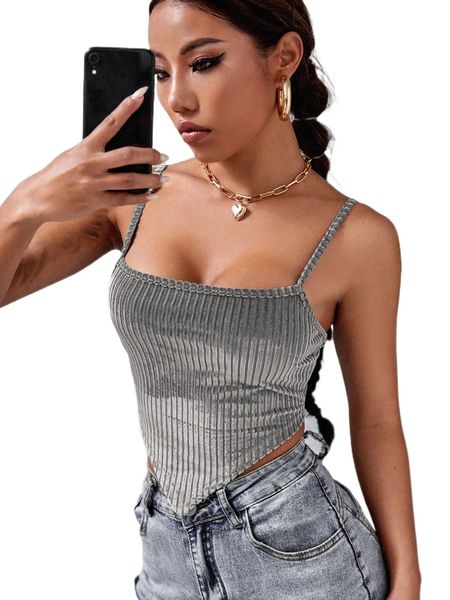 bae rib-knit velvet bandana cami 1893#, White