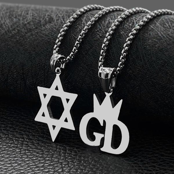 six pointed star gd crown pendant necklace fashion jewelry for men and women korean version of the simple trend memorial gift, Silver
six pointed star gd crown pendant necklace fashion jewelry for men and women korean version of the simple trend memorial gift, Silver