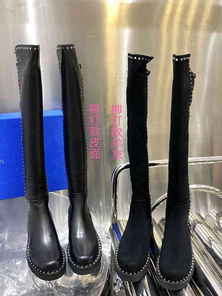 boots autumn and winter 5050 knee elastic boots riveted pearl high flat bottom thick heel thin knight, Black
boots autumn and winter 5050 knee elastic boots riveted pearl high flat bottom thick heel thin knight, Black