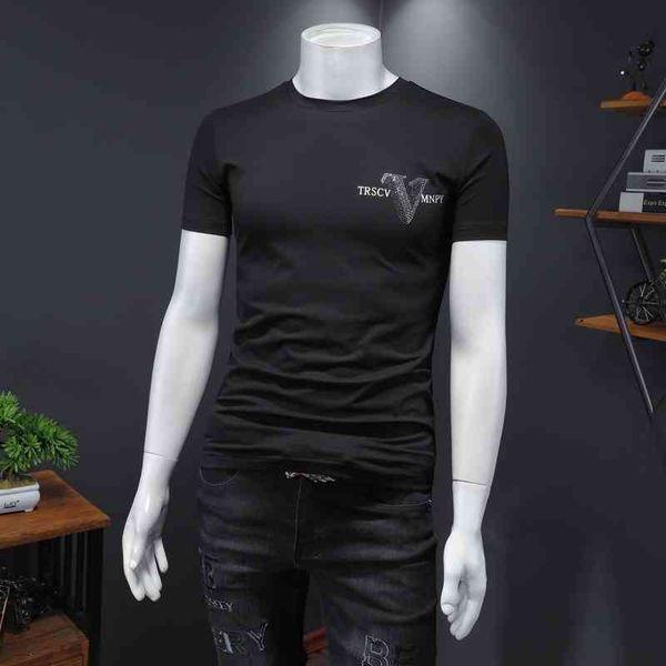 men's fashion personality trend new short-sleeved brand wholesale short sleeve t-shirt tight summer letter embroidery half trendy botto, White;black
men's fashion personality trend new short-sleeved brand wholesale short sleeve t-shirt tight summer letter embroidery half trendy botto, White;black