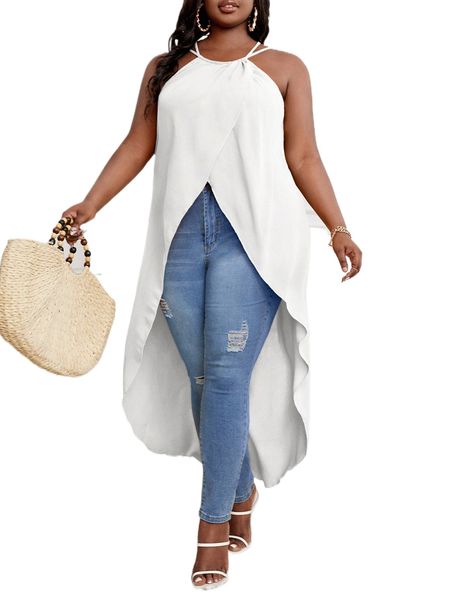 sxy plus wrap high low hem criss cross back l7ey#, Black
sxy plus wrap high low hem criss cross back l7ey#, Black