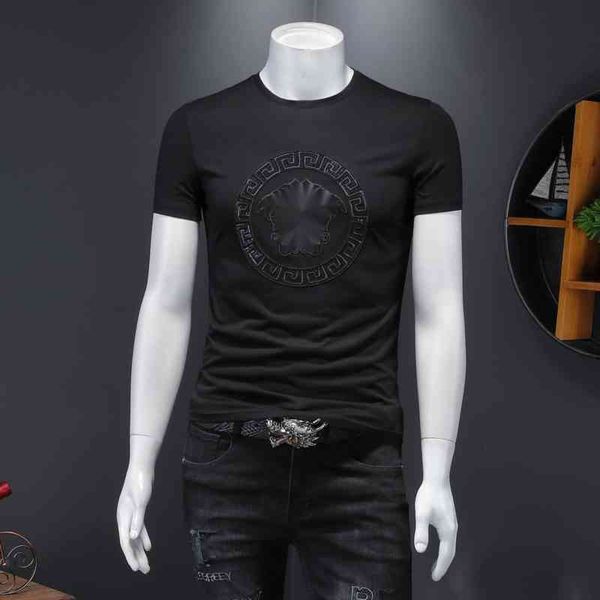 men's fashion designer t-shirt collection new round neck slim fit half sleeve men's medusa youth trend casual embroidery short, White;black
men's fashion designer t-shirt collection new round neck slim fit half sleeve men's medusa youth trend casual embroidery short, White;black