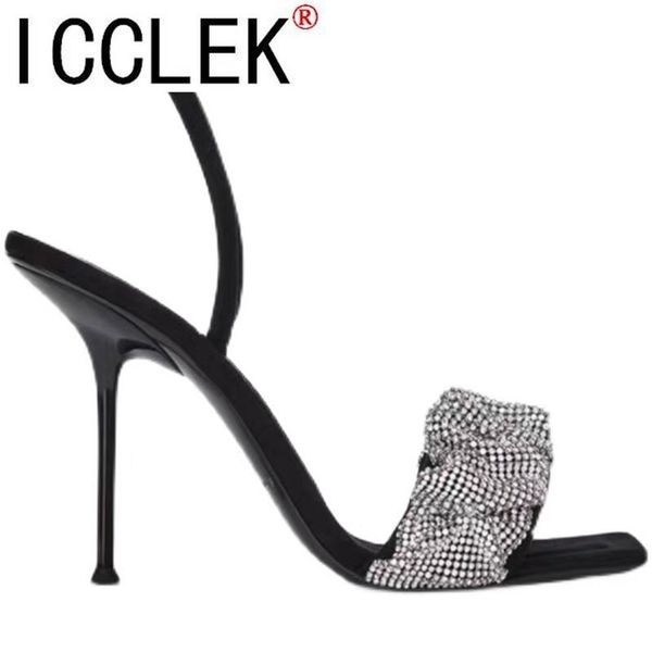 size 43 summer women high heels sandals square toe bling party wedding shoes quality ladies luxury 220509, Black
size 43 summer women high heels sandals square toe bling party wedding shoes quality ladies luxury 220509, Black