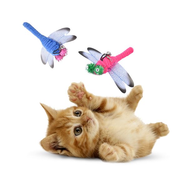 5 pcs cat toys teaser dragonfly replacement head of cattle replacement feathers