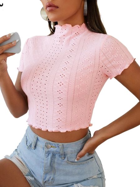 lettuce trim cut out t-shirt t93f#, White