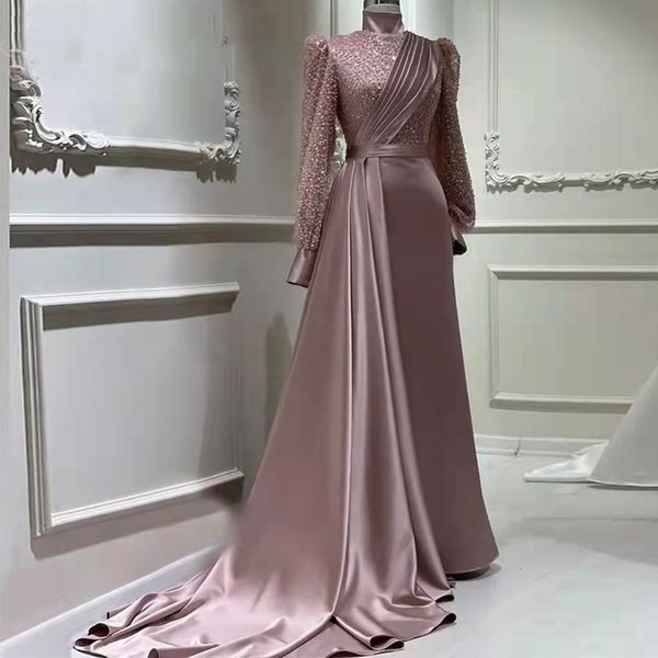 elegant muslim rose pink beads sequins prom dress for women 2022 high neck long sleeves a-line tarin formal evening party gowns, Black;red
elegant muslim rose pink beads sequins prom dress for women 2022 high neck long sleeves a-line tarin formal evening party gowns, Black;red