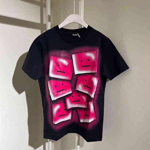 t shirt swedish minority acne printed square smiling face black short sleeve men's and women's early spring 2022 new loose simple, White;black
t shirt swedish minority acne printed square smiling face black short sleeve men's and women's early spring 2022 new loose simple, White;black