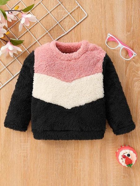 baby color block flannel pullover she, Black 
baby color block flannel pullover she, Black