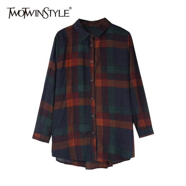 plaid loose shirt for women lapel long sleeve hit color casual irregular hem shirts female fashion clothing 210423, White
plaid loose shirt for women lapel long sleeve hit color casual irregular hem shirts female fashion clothing 210423, White