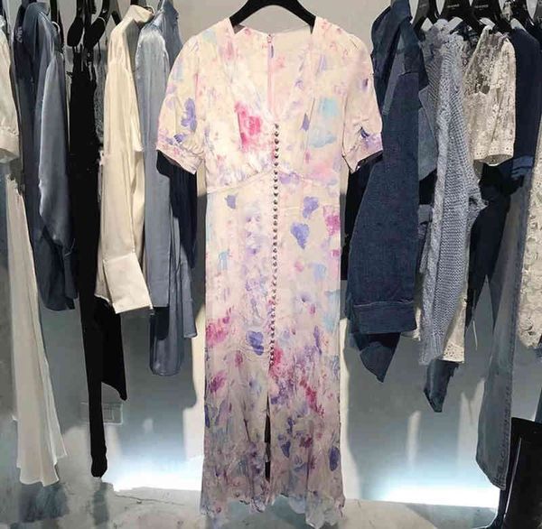 tk family spring and summer french lady style v-neck halo dyed printed single breasted long dress 17042, Black;gray
tk family spring and summer french lady style v-neck halo dyed printed single breasted long dress 17042, Black;gray