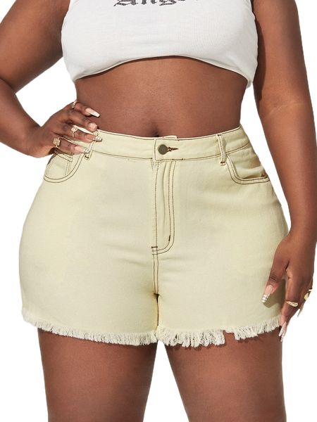 plus raw hem denim shorts v4lt#, White;black
plus raw hem denim shorts v4lt#, White;black