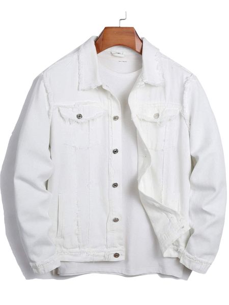 men raw cut denim jacket without tee f5r4#, Black;brown 
men raw cut denim jacket without tee f5r4#, Black;brown