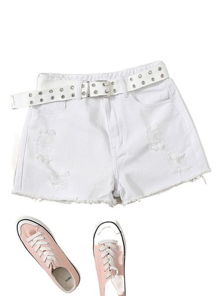 ripped raw cut belted denim shorts q9an#, White;black
ripped raw cut belted denim shorts q9an#, White;black