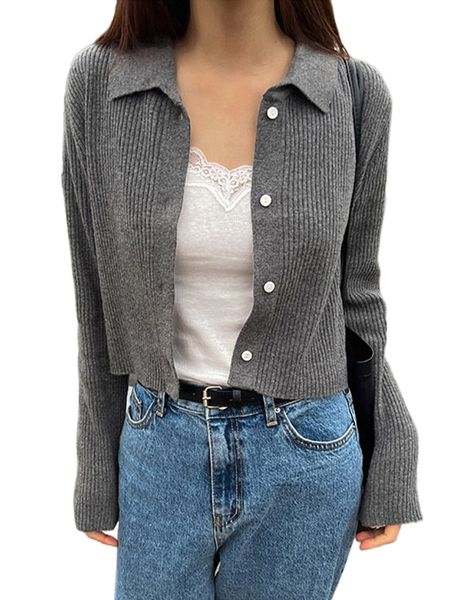 dazy button front crop cardigan q4wz#, White;black