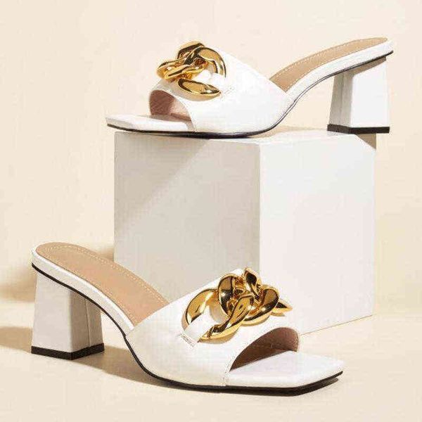slippers summer women's shoes fashion outside wear ladies slides thick high heel metal chain elegant female 220530, Black
slippers summer women's shoes fashion outside wear ladies slides thick high heel metal chain elegant female 220530, Black