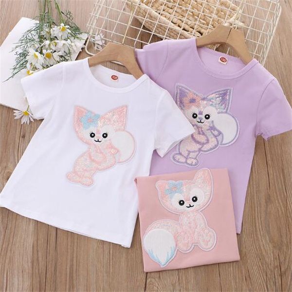 2022 summer new o-neck sequined cartoon t-shirt fashion casual girls short sleeve cotton breathable sweat-wicking girl cotton t shirt, Blue
2022 summer new o-neck sequined cartoon t-shirt fashion casual girls short sleeve cotton breathable sweat-wicking girl cotton t shirt, Blue