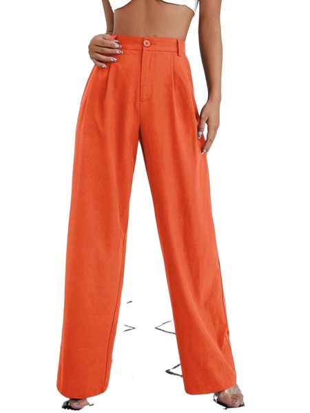 solid zip up straight leg pants u2k3#, Black;white