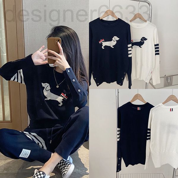women's knits & tees designer spring tb pullover sweater women's four bar sausage dog college style round neck bottomed sweater 6u, White
women's knits & tees designer spring tb pullover sweater women's four bar sausage dog college style round neck bottomed sweater 6u, White