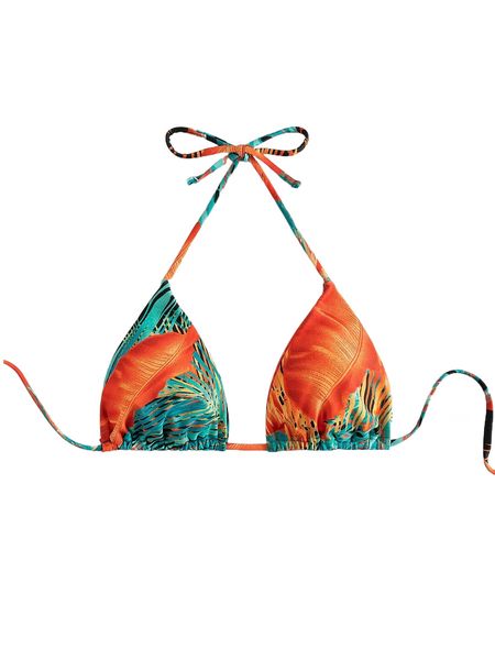 random tropical print halter bikini a5qp#, White;black
