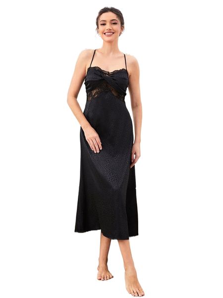 dalmatian jacquard eyelash lace panel crisscross back cami night dress f9fl#, Black;red
dalmatian jacquard eyelash lace panel crisscross back cami night dress f9fl#, Black;red