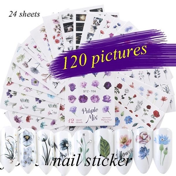 24sheets120 pictures watercolor floral flower nail sticker decals set designs gel manicure decor water slider 220518, Black
24sheets120 pictures watercolor floral flower nail sticker decals set designs gel manicure decor water slider 220518, Black