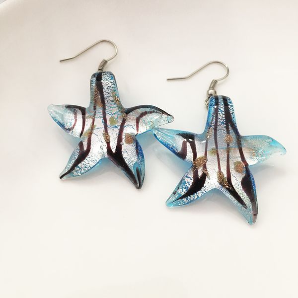 6 pairs chinese style glass murano charm retro handmade personality pendants female blue carved starfish glass pendant earring, Golden
6 pairs chinese style glass murano charm retro handmade personality pendants female blue carved starfish glass pendant earring, Golden