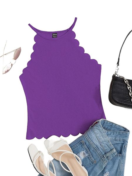 scallop edge halter q4l9#, White