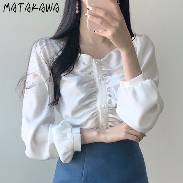 women vneck blusas autumn long puff sleeve chiffon blouses korean loose ladies shirts 210506, White
women vneck blusas autumn long puff sleeve chiffon blouses korean loose ladies shirts 210506, White