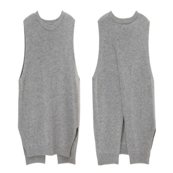 autumn cashmere sweater vest women sleeveless oneck back cross split knitted pullover vest female jumper pull femme y200116, White;black 
autumn cashmere sweater vest women sleeveless oneck back cross split knitted pullover vest female jumper pull femme y200116, White;black