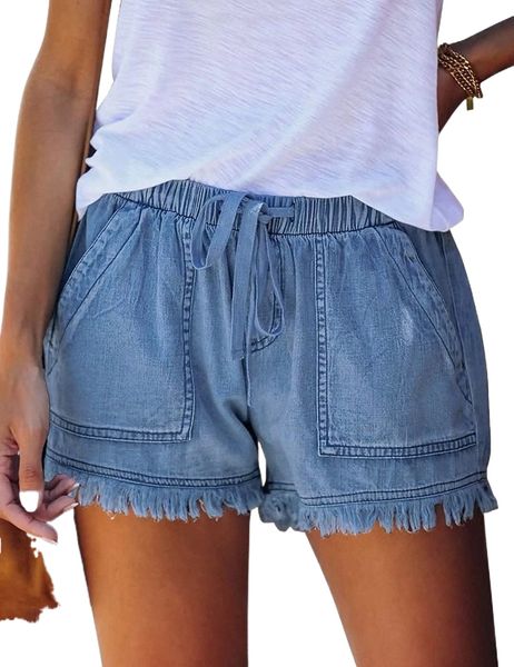 women comfy drawstring casual high waist denim shorts with pockets p0vh#, White;black
women comfy drawstring casual high waist denim shorts with pockets p0vh#, White;black