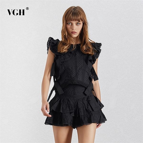 vgh spring lace patchwork two piece set women square collar short sleeve blouse ruffles shorts female suit fashion 2020 clothing t200702, White
vgh spring lace patchwork two piece set women square collar short sleeve blouse ruffles shorts female suit fashion 2020 clothing t200702, White