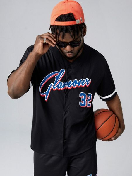 men letter graphic contrast tape shirt n5r3#, White;black
men letter graphic contrast tape shirt n5r3#, White;black