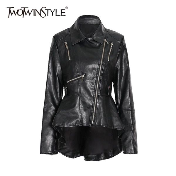 patchwork zipper black jacket for women lapel long sleeve irregular hem pu leather casual jackets female fashion 210423, Black;brown
patchwork zipper black jacket for women lapel long sleeve irregular hem pu leather casual jackets female fashion 210423, Black;brown