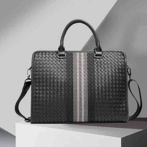 

handbag men's splicing woven business leisure briefcase men's bag single shoulder messenger bag computer bag batch 2205625