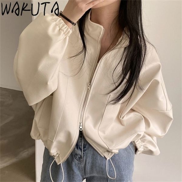 wakuta pu crop puffer jackets women autumn biker vintage stand neck drawstring slim waist zipper solid ladies coats 220803, Black;brown
wakuta pu crop puffer jackets women autumn biker vintage stand neck drawstring slim waist zipper solid ladies coats 220803, Black;brown