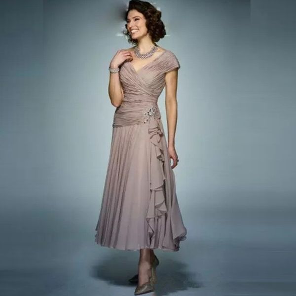 elegant mother of the bride dresses v neck cap sleeves formal evening gowns tea length pleated wedding guest dress, Black;red
elegant mother of the bride dresses v neck cap sleeves formal evening gowns tea length pleated wedding guest dress, Black;red