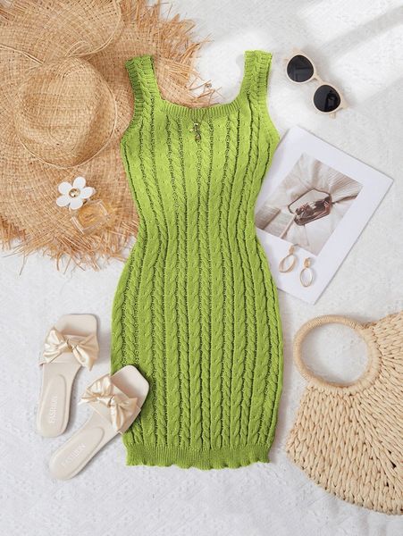 cable knit tank sweater dress 39ee#, White;black