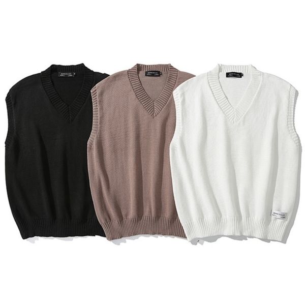 japan style sleeveless sweater men knit vest autumn solid color korean clothes brown black pullover man loose 201125, White;black
japan style sleeveless sweater men knit vest autumn solid color korean clothes brown black pullover man loose 201125, White;black