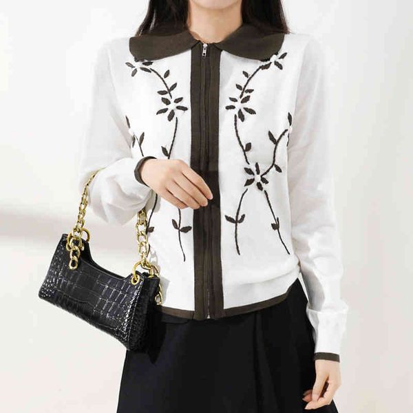 women's hoodies sweatshirts early autumn french embroidery knitwear women's short lapel zipper thin light mature style blouse wome, Black
women's hoodies sweatshirts early autumn french embroidery knitwear women's short lapel zipper thin light mature style blouse wome, Black