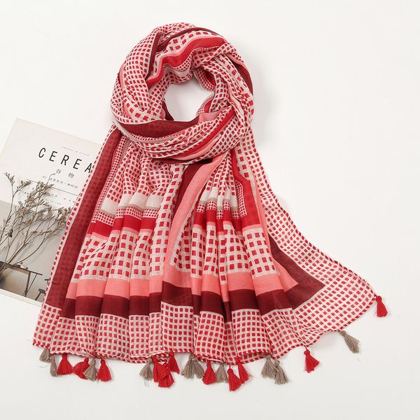 new japanese plain all-match border small plaid printed tassel large gauze scarf travel sun protection shawl cotton and linen scarf, Blue;gray
new japanese plain all-match border small plaid printed tassel large gauze scarf travel sun protection shawl cotton and linen scarf, Blue;gray