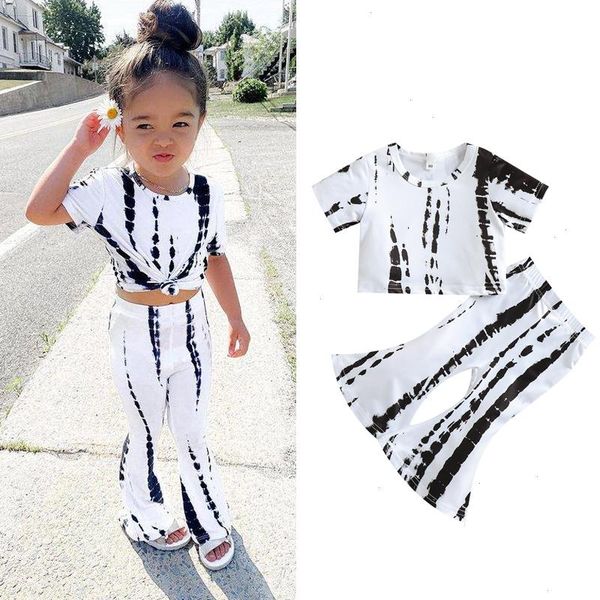 2pcs summer fashion girls children clothes sets 1-6y tie-dye printed short sleeve t shirts high waist flare pants, White
2pcs summer fashion girls children clothes sets 1-6y tie-dye printed short sleeve t shirts high waist flare pants, White