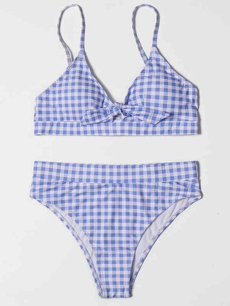 plaid high waist bikini bow split swimsuit women, White;black
plaid high waist bikini bow split swimsuit women, White;black