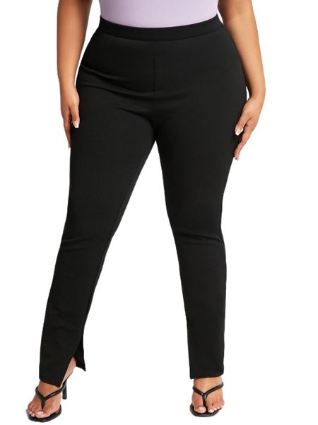 sxy plus slit hem solid pants z39g#, Black
sxy plus slit hem solid pants z39g#, Black