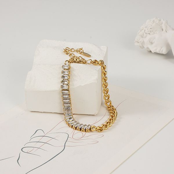 link, chain luxury full zircon women bracelet stainless steel gold splicing bracelets for fashion jewelry gift, Black
link, chain luxury full zircon women bracelet stainless steel gold splicing bracelets for fashion jewelry gift, Black
