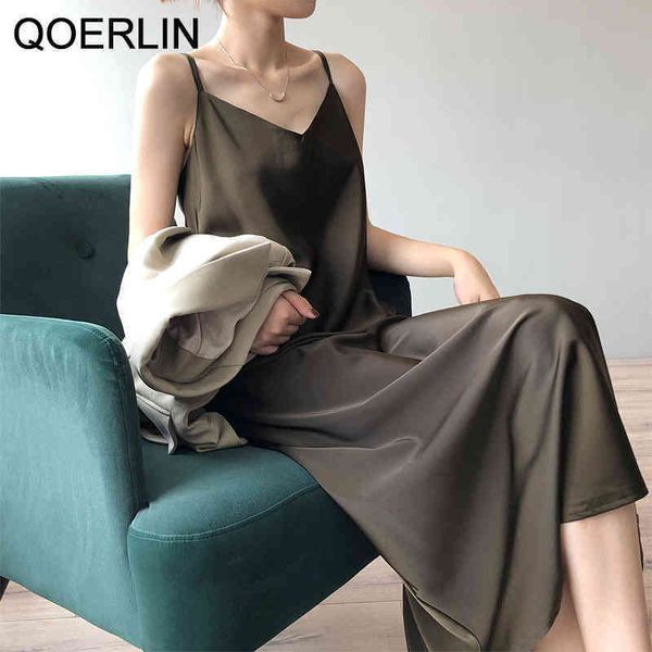 qoerlin high end satin sling dress female long vneck temperament base long spaghetti strap dress plus size sundress 210412, Black;gray
qoerlin high end satin sling dress female long vneck temperament base long spaghetti strap dress plus size sundress 210412, Black;gray