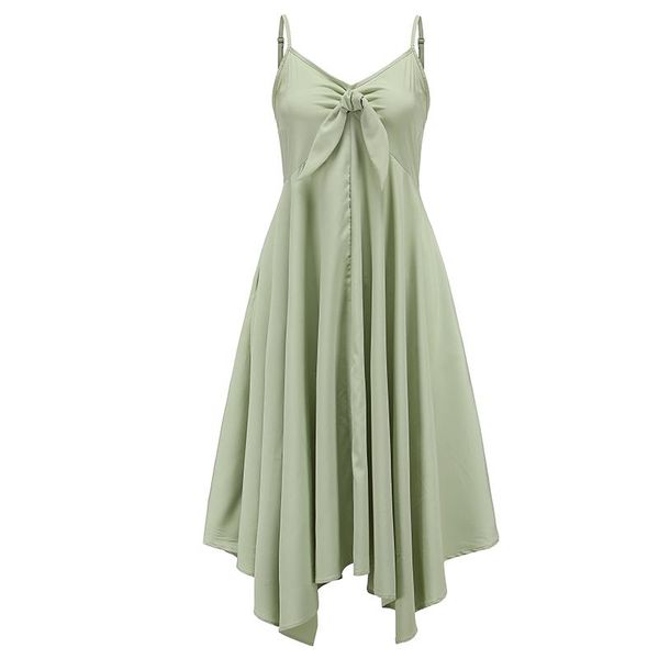 casual dresses bowknot sling irregular hem dress 2022 summer beach mid-length, Black;gray
