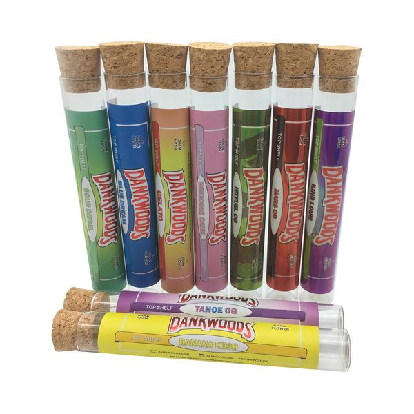 

wholesale packaging premium 1gram dankwoods 6 flavors pre roll glass tube flower packaging pre-roll cone blunt moonrock