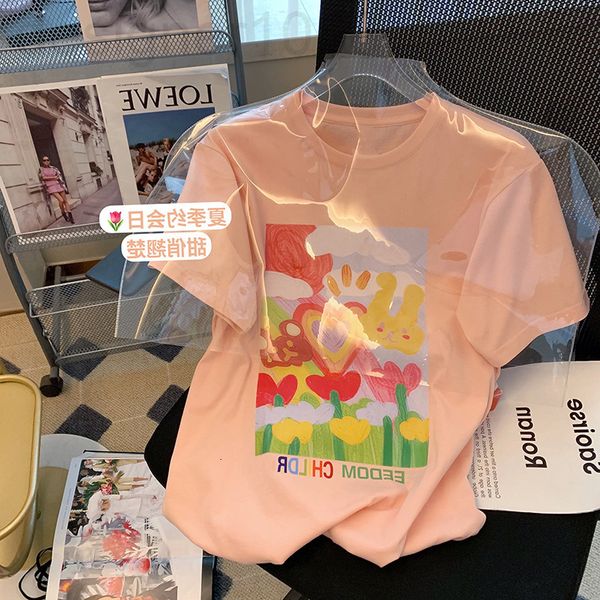 women's t-shirt designer pink cartoon printed cotton short sleeved t-shirt summer women's wear 2022 new korean sweet aging trend 0, White
women's t-shirt designer pink cartoon printed cotton short sleeved t-shirt summer women's wear 2022 new korean sweet aging trend 0, White