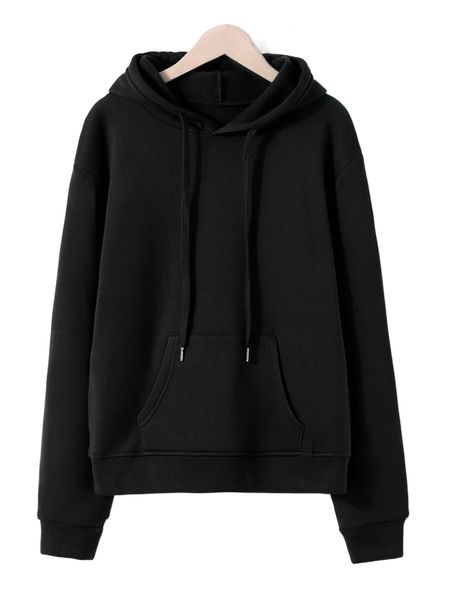 solid drawstring kangaroo pocket drop shoulder thermal hoodie m5uc#, Black
solid drawstring kangaroo pocket drop shoulder thermal hoodie m5uc#, Black