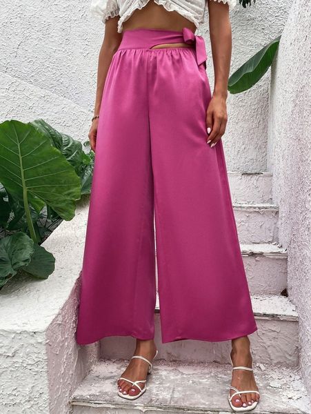 cut out knot side wide leg pants 346p#, Black;white
cut out knot side wide leg pants 346p#, Black;white